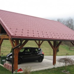 Carport mit Leichtdach Hosekra Bobrek Bedachung und mit Schneekrallen und Dachrinne
