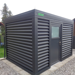 Manjša, sodobno oblikovana kovinska vrtna lopa Hosekra