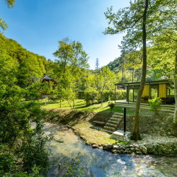 Mobilna hiška Panorama v naravi ob potoku