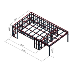 Garaža z nadstreškom in atiko 11x6,5 m
