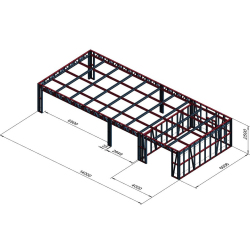 Garaža z nadstrešnico dimenzij 14x6m