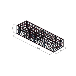 Kovinsko ogrodje hiše Hosekra dimenzij 15,4x4,4 m