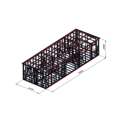 Hiška 12x4,2 m z enokapno streho