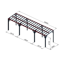Streha terase 10x2,5m